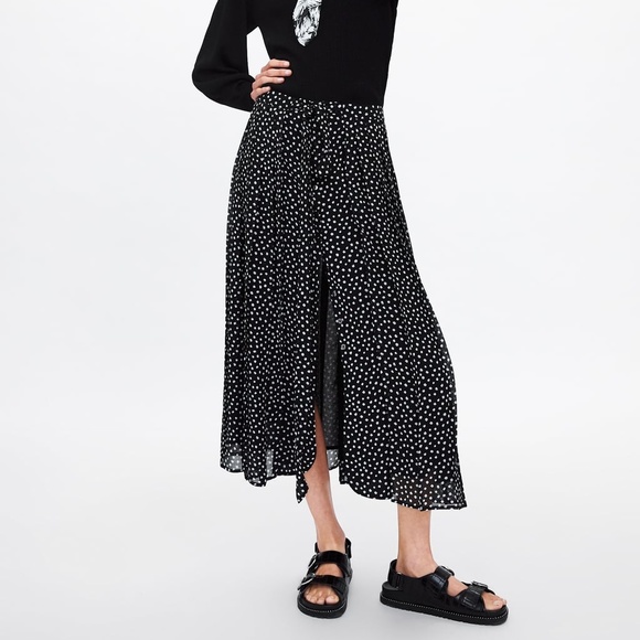 Zara Dresses & Skirts - Black Polka Dot Maxi Skirt
